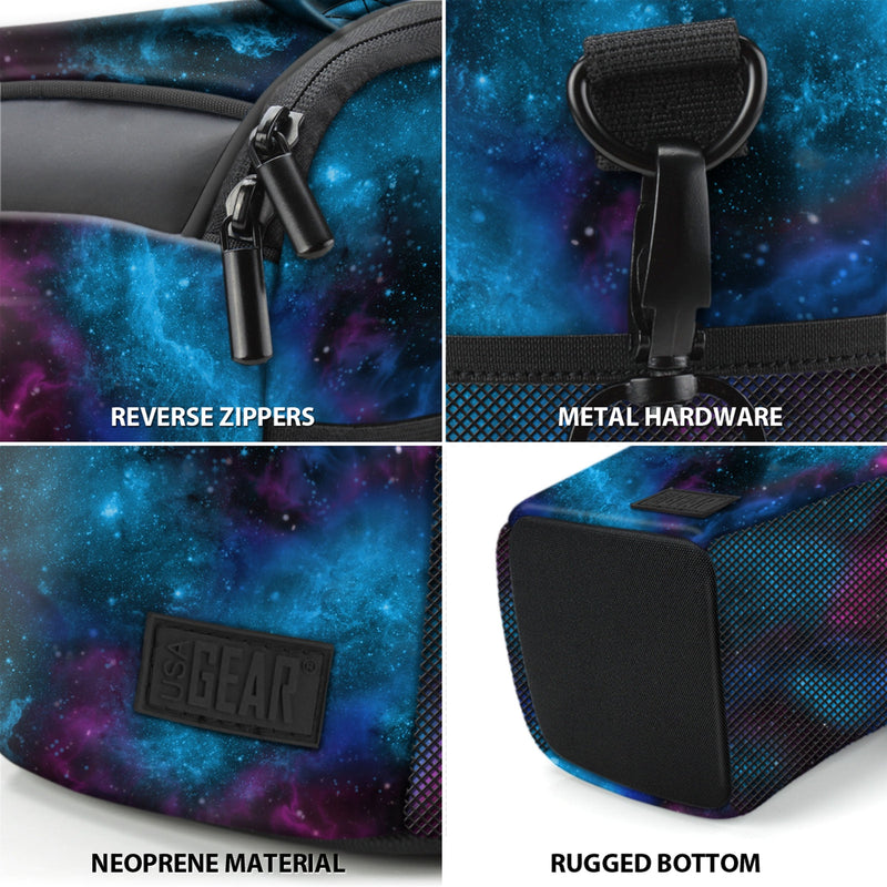 USA Gear Small SLR Camera Case Bag for Men and Women with Top Loading Accessibility, Adjustable Shoulder Sling, Padded Handle - Comfortable, Durable and Light Weight for Nikon, Canon, etc (Galaxy) Galaxy