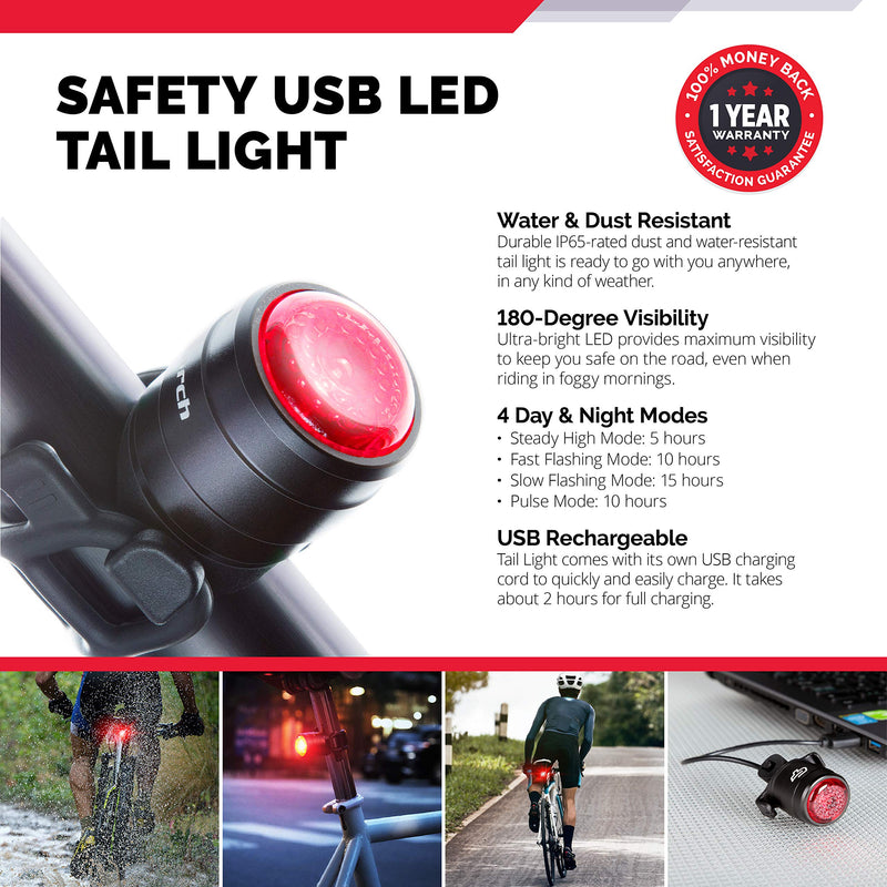 Cycle Torch Bolt Combo, USB Rechargeable Bike Light Front and Back, Safety Bicycle LED Headlight & Rear Tail Light, Bike Lights Set, Easy to Install for Men, Women, Kids (2 PC)