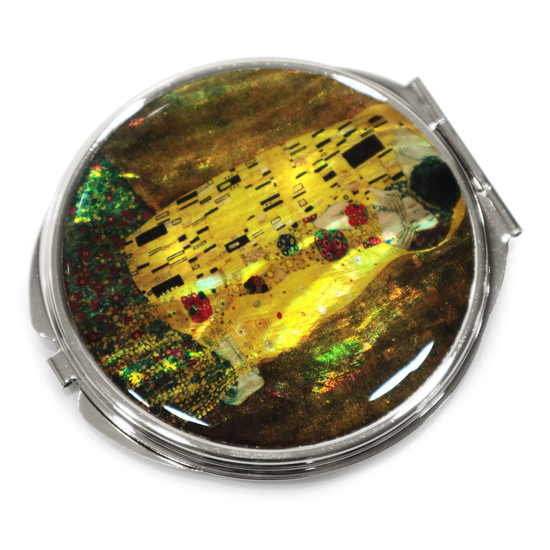 MADDesign Mother of Pearl Klimt Kiss Compact Makeup Mirror Double Sided Folding Magnify Beauty Cosmetic Accessory