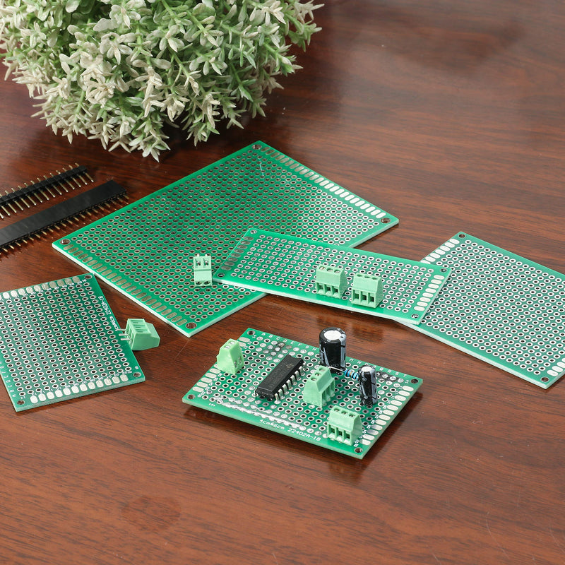 DEYUE 60 Pcs PCB Perforated Printed Circuits Boards Kit | 28 Double-Sided Prototyping PCBs Circuit Boards | 20 Female/Male Header Connector Pin | 12 PCB Terminal Blocks and A Happy DIY 60PCs