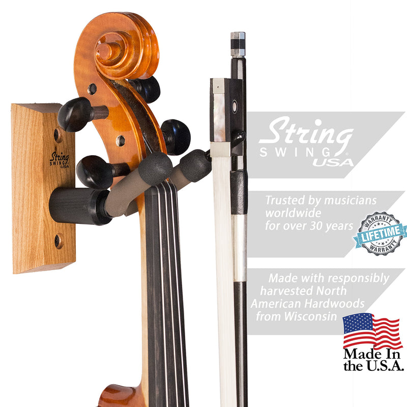 [AUSTRALIA] - String Swing Violin and Viola Hanger Wall Mount for Home and Studio Music Room Decor Turn Your Instrument Into Art and Practice More (CC01V-C) 