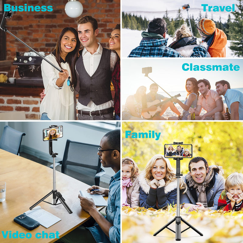 [AUSTRALIA] - Selfie Stick, Extendable Selfie Stick Tripod with Wireless Remote, Portable Phone Tripod Stand for Group Selfie/Live Streaming/Video Recording Compatible with All Cellphone, Compact Size & Lightweight 