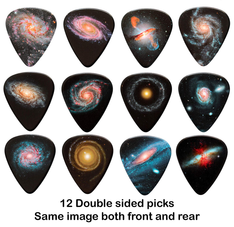 Galaxy Outer Space Double Sided Guitar Picks Set of 12 Harmony Picks Premium Plectrums