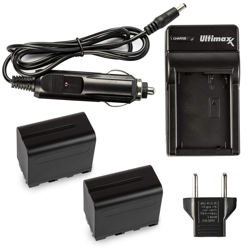 Ultimaxx Rapid Charger with 2X NP-F975 Battery (7800mAh) for Sony DCR-VX2100; DSR-PD150 & -PD170; FDR-AX1; HDR-AX2000, FX1, FX7, FX1000; HVL-LBPB; HVR-HD1000U, V1U, Z1P, Z1U; HXR-MC2000U & More