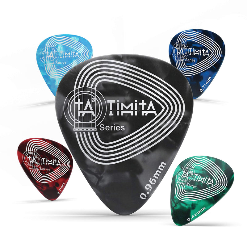 Guitar Picks 100 Pack Assorted Thickness, Thin Heavy Medium Guitar Pick Made of Premium Celluloid, Variety Guitar Picks Perfect for Beginners Playing Acoustic Electric Guitar Bass and Ukulele