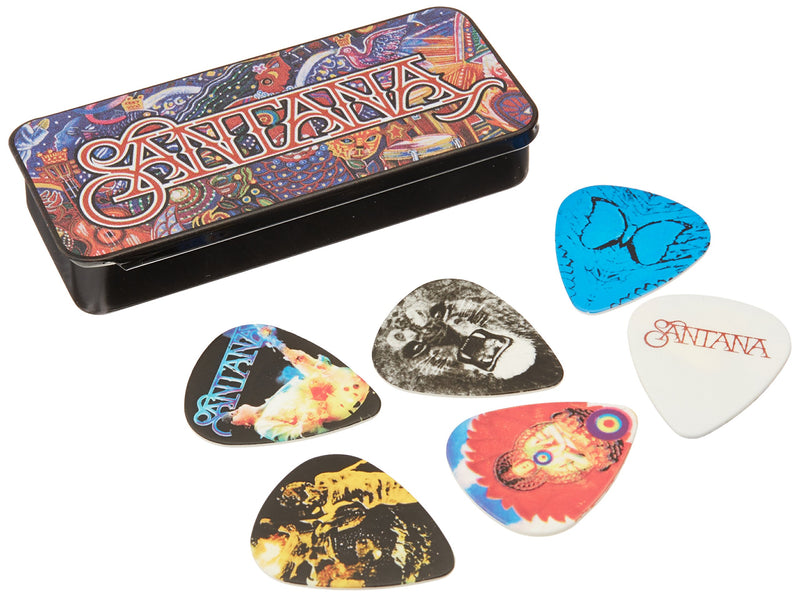 Dunlop SANPT02H Carlos Santana Pick Tin, Assorted, Heavy, 6 Picks/Tin