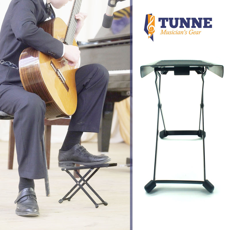 Guitar and Bass Foot Stool Rest is Adjustable for Hours of Comfortable, Painless Playing Black