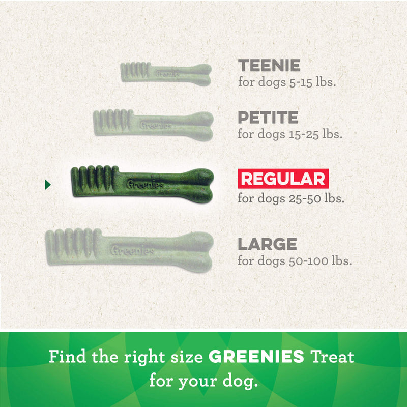 Greenies Original Regular Natural Dental Dog Treats (25-50lb. Dogs) 3 Treats
