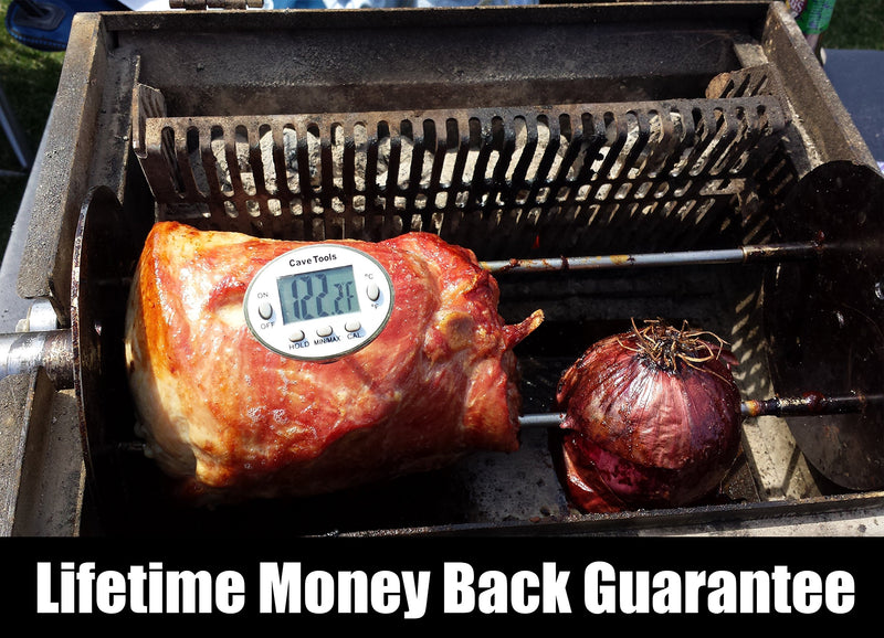 Instant Read Digital Thermometer for Cooking BBQ Grilling Candy Chocolate Meat Baking Liquids Smoker - Stainless Steel Casing Long Food Probe & LCD Display by Cave Tools