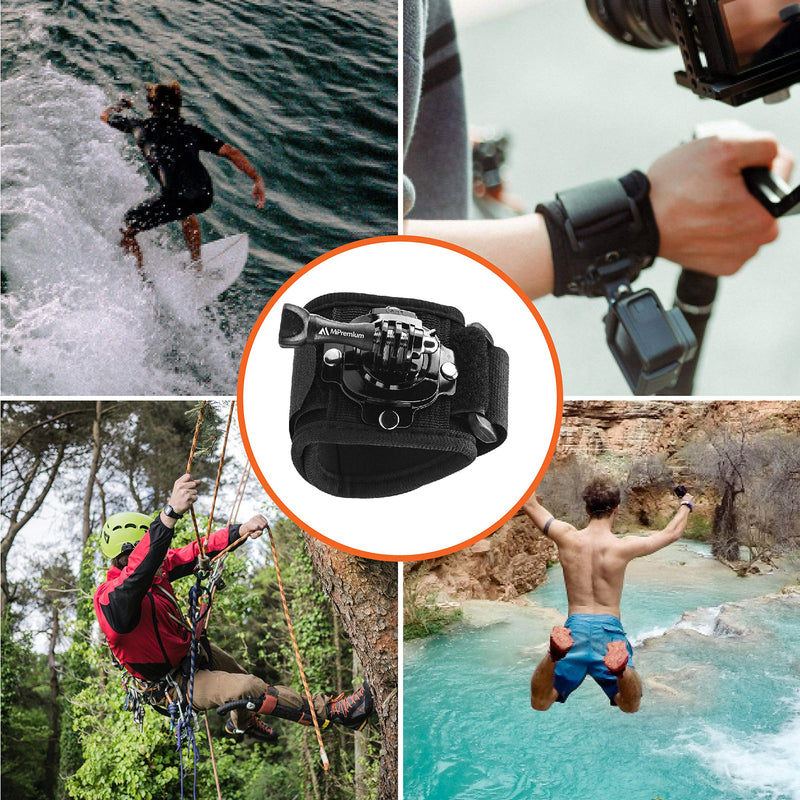 MiPremium Wrist Strap Mount for GoPro Session Black Silver Hero 10 9 8 7 6 5 4 3 3+ 2 XIAOYI 4K SJCAM Yi for Akaso Adjustable Cycling Arm Band Holder for Action Camera & Outdoor Sports Accessories
