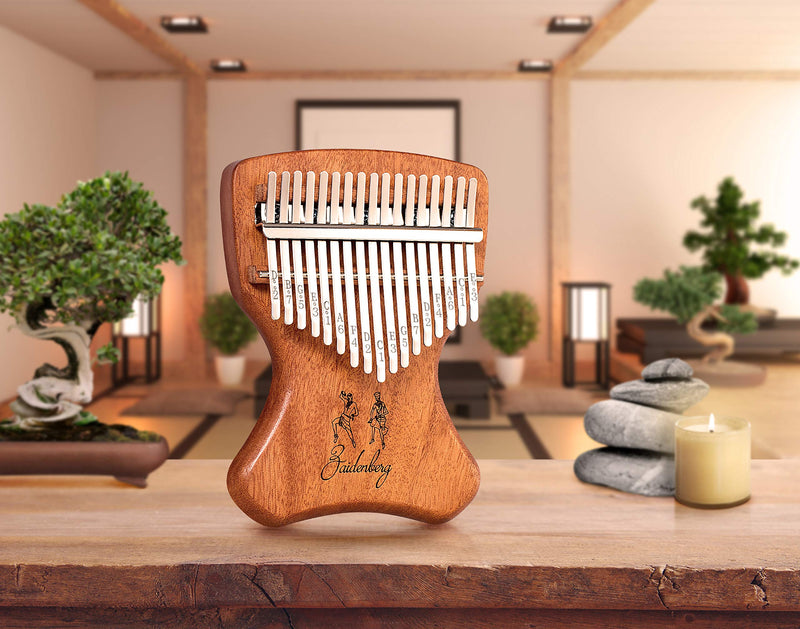 ZAIDENBERG Kalimba 17 Keys Thumb Piano With Ergonomic Design and Exclusive Magnetic Stand, Authentic African Mbira Made of Quality Solid Mahogany Wood, An Extraordinary Musical Instrument.