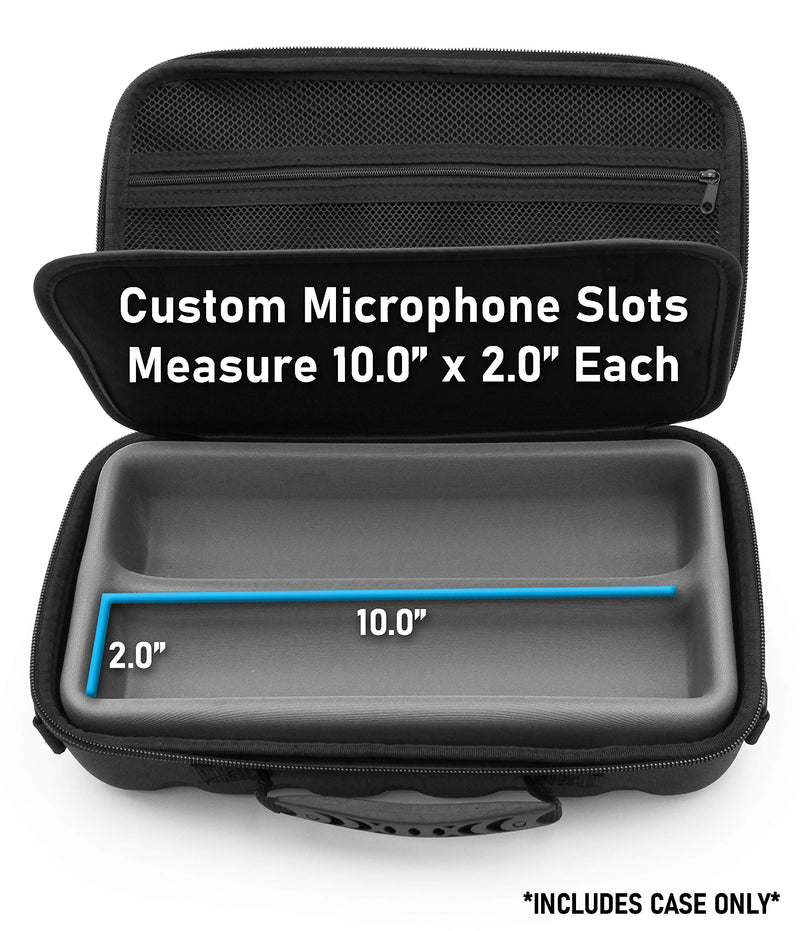 [AUSTRALIA] - CASEMATIX Two Wireless Microphone Case Compatible with Wireless Mic System Handheld Microphones Sennhesier, Shure and More, Dual Mic Bag with Shoulder Strap and Hard Shell Exterior 