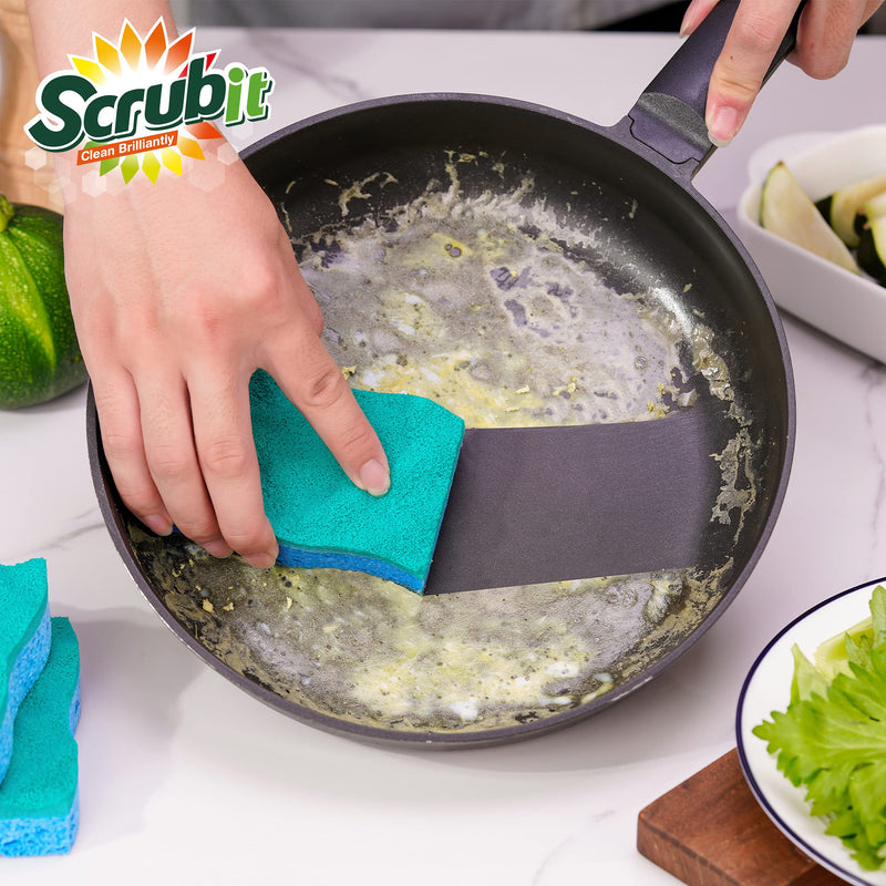 [AUSTRALIA] - SCRUBIT Multi-Use Scrub Sponge – Non-Scratch Kitchen Sponges for Dishes, Pots and Pans - Heavy Duty & Odor Free Rippled Scrubbing Pad, Designed for Tough Cleaning Jobs 12 Count 