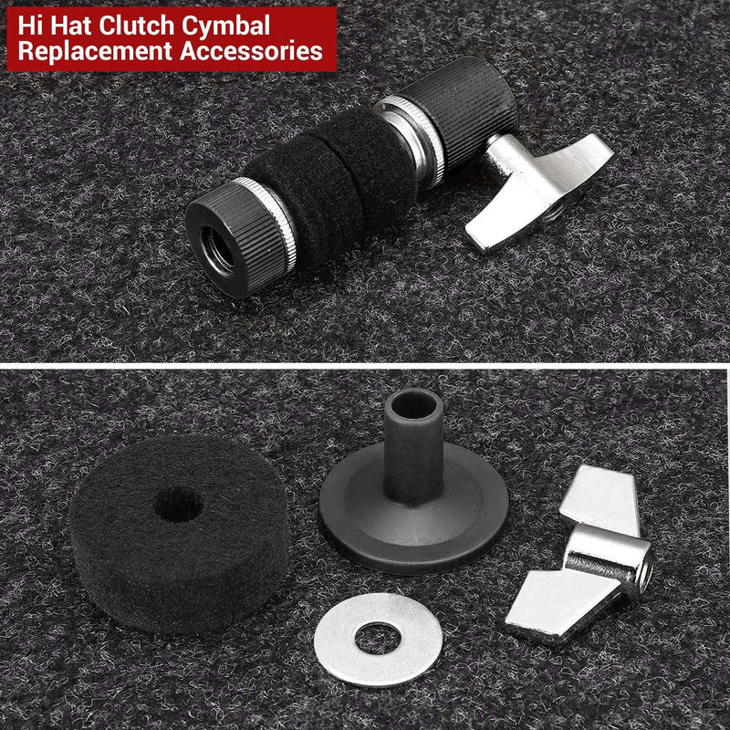 Facmogu 13PCS Cymbal Replacement Accessories, Standard Hi-Hat Clutch, Drum Cymbal Felt Pads Include Wing Nuts & Washers & Plastic Cymbal Sleeves, Replacement for Drum Set - Black 13 PCS