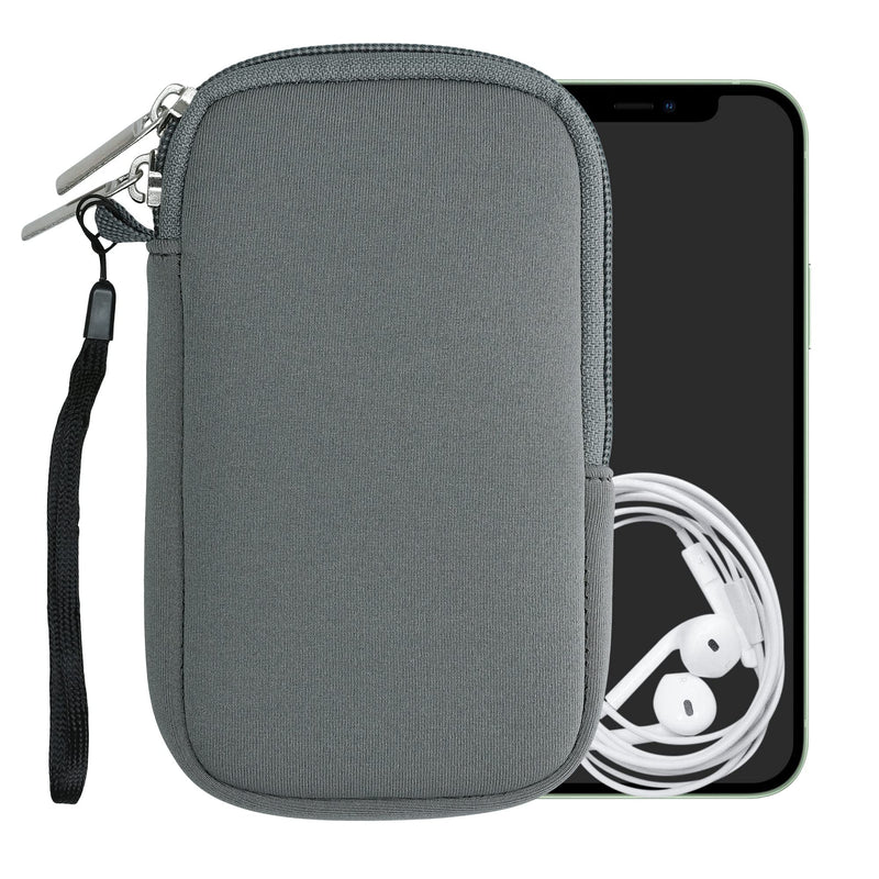 kwmobile Neoprene Phone Pouch Size XL - 6.7/6.8" - Universal Cell Sleeve Mobile Bag with Zipper, Wrist Strap - Titanium Grey XL - 6,7/6,8"