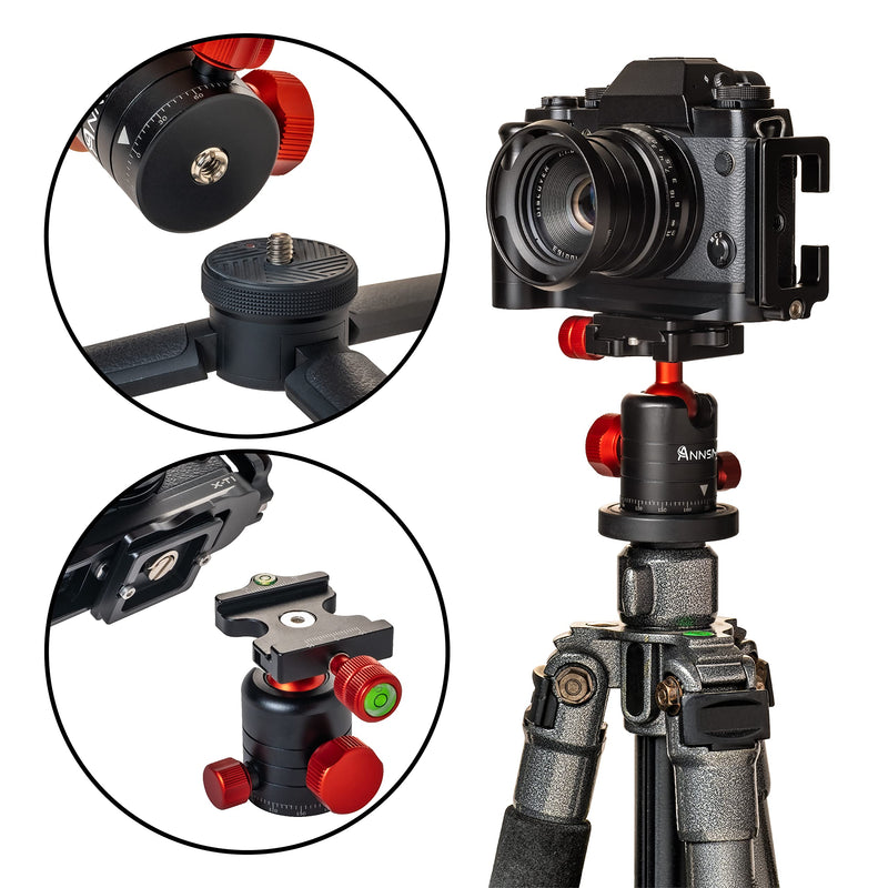ANNSM Professional Tripod Ball Head 24MM 360 Degree Swivel Panoramic Head with Arca-Swiss Standard Clamp and 38mm Width Quick Release Plate for DSLR Camera Slider Stabilizer Monopod