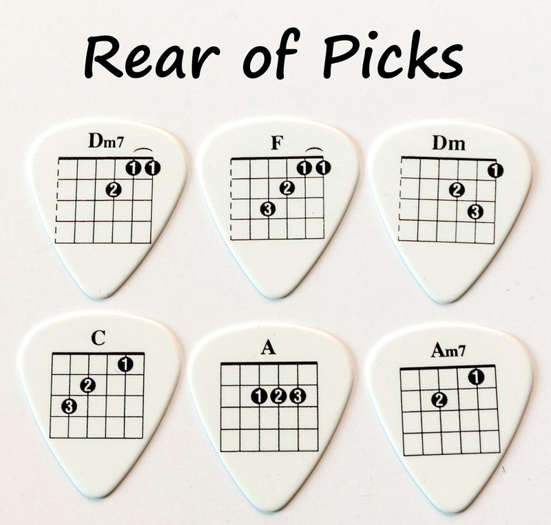 6 Chords Tab Guitar Picks Double Sided With Leather Plectrum Holder Keyring