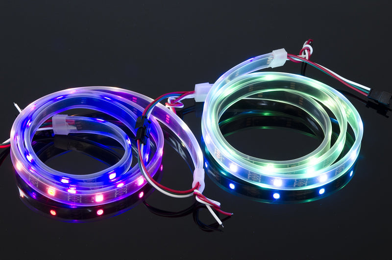 [AUSTRALIA] - ACROBOTIC 1m 30-Pixel Addressable 24-Bit RGB LED Strip (Black PCB), 5V, IP68 Waterproof, WS2812B (WS2811), 3-Pin JST-SM Connectors Pre-Soldered to Both Ends 