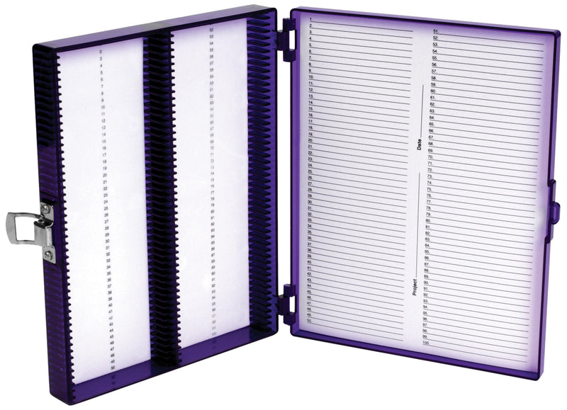 Heathrow Scientific HD15988H Polycarbonate Purple Durable True North Slide Box, 208mm Width x 175mm Height x 34mm Depth
