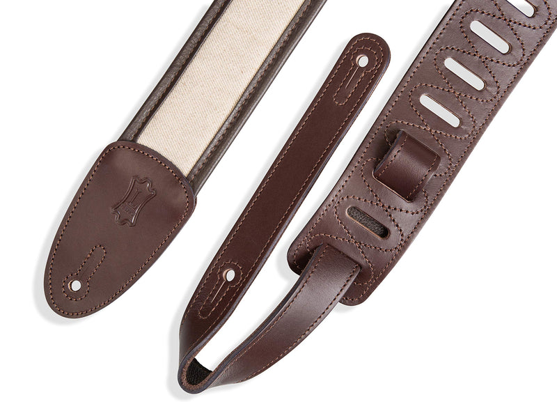 Levys' Leathers 2.5" Wide Hemp Webbing Guitar Strap with Garment Leather Backing; Dark Brown (MHG2-DBR) Slider