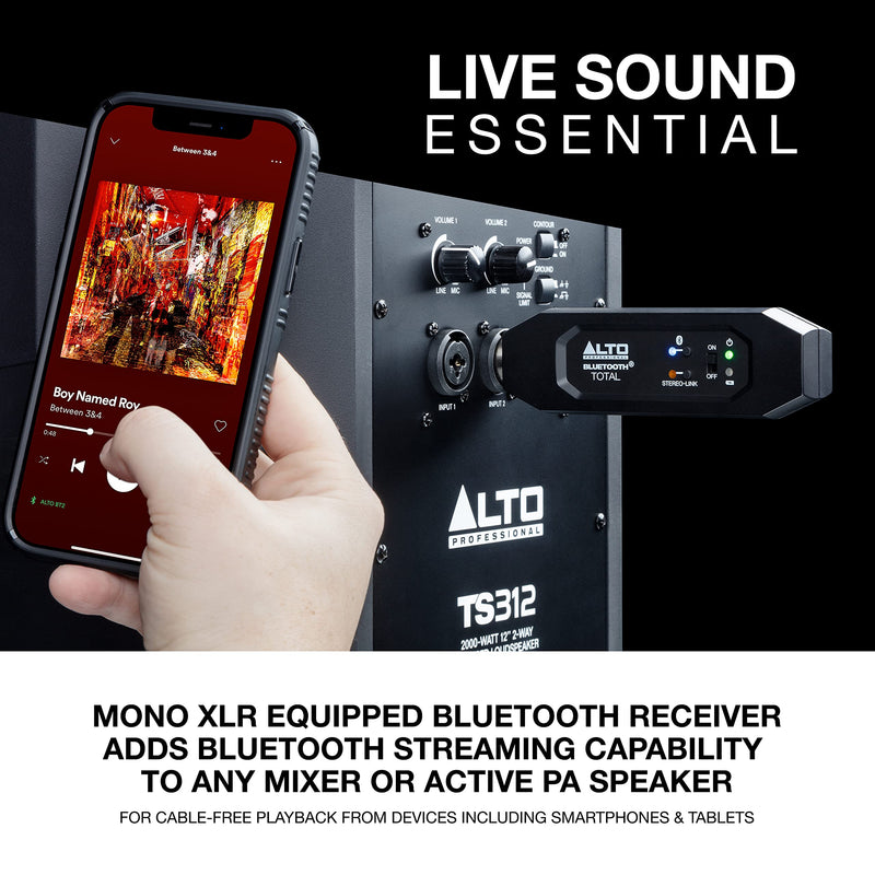 Alto Professional Bluetooth Total 2 - XLR Equipped Rechargeable Bluetooth Receiver For Mixing Desk / Audio Mixer Setups and Active PA systems Bluetooth Total MKII
