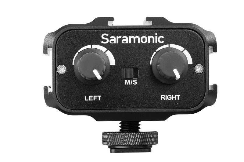 Saramonic SR-AX100 Microphone Audio Mixer and Cold Shoe Mounting Hub for DSLR Cameras and Camcorders (Black)