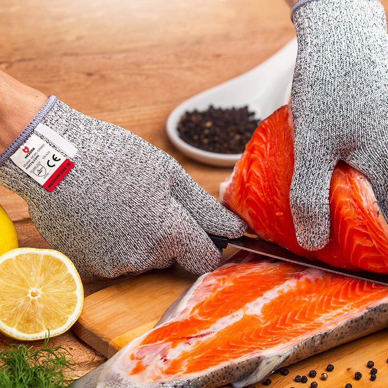 NoCry Cut Resistant Gloves - Ambidextrous, Food Grade, High Performance Level 5 Protection Medium Original