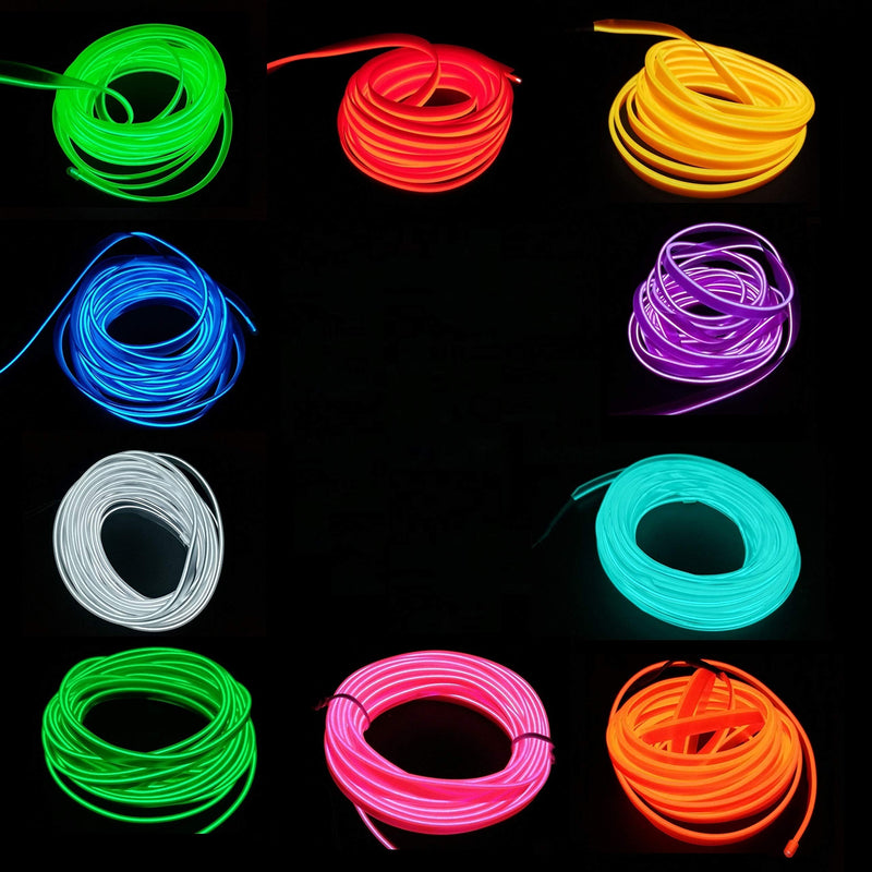 [AUSTRALIA] - M.best Neon Light El Wire for Automotive Car Interior Decoration with 6mm Sewing Edge (5M/15FT, Red) 5M/15FT 