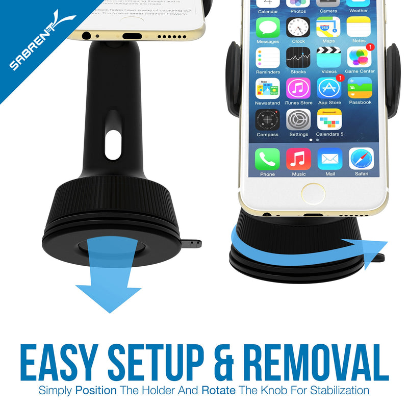 The Sabrent - CM-SPHB Is a Universal Car Window/Dash Mount Holder for Most Smartphones Devices