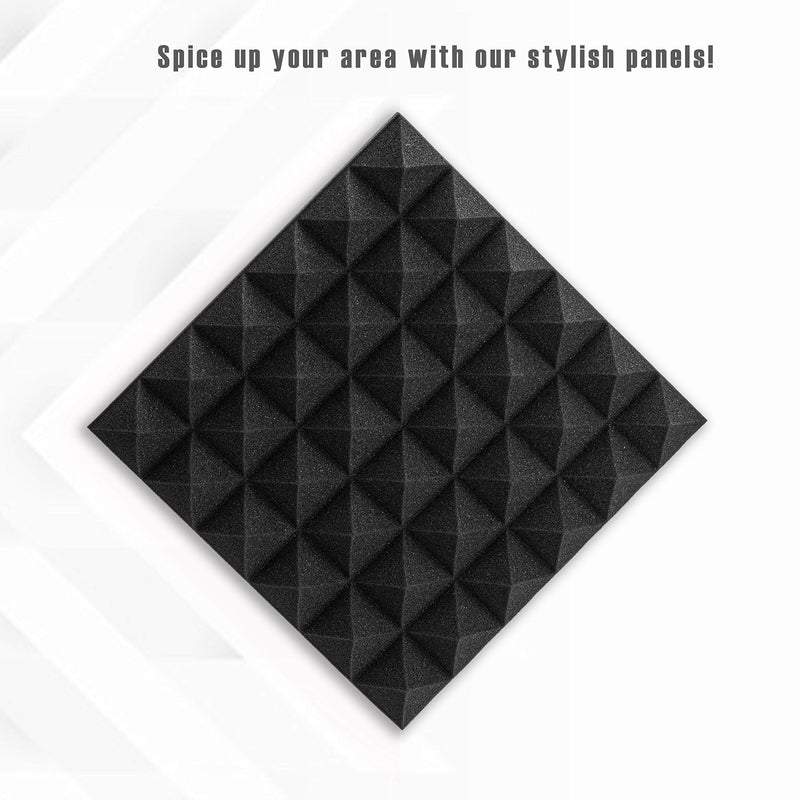 [AUSTRALIA] - 12 Pack Set Acoustic Foam Panels, Studio Wedge Tiles, 2" X 12" X 12" Acoustic Foam Sound Absorption Pyramid Studio Treatment Wall Panels 12 Pack 