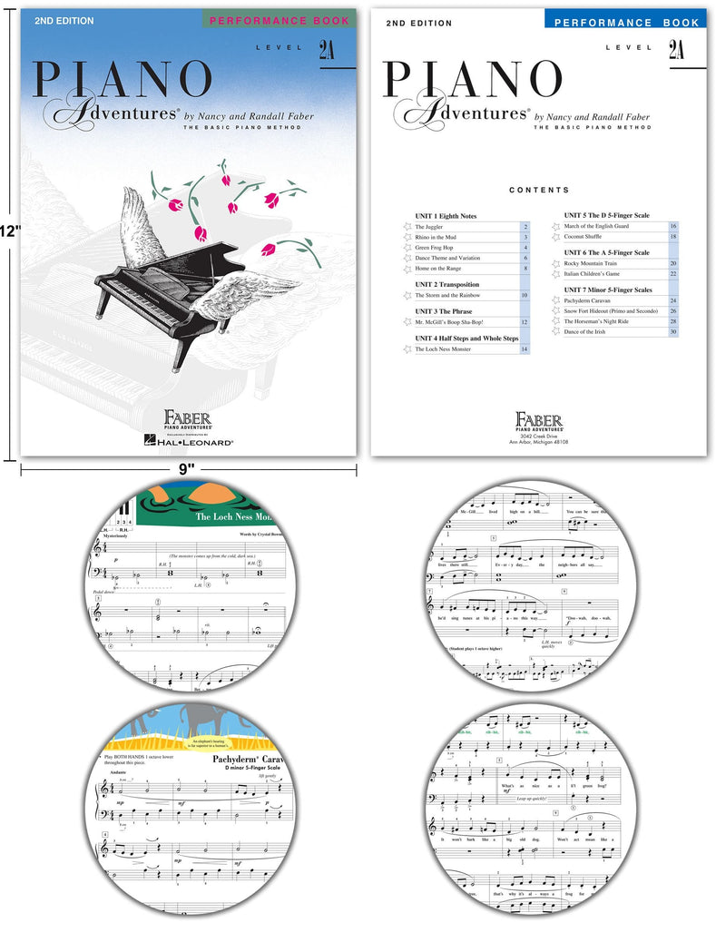 Piano Adventures Level 2A Learning Library Set By Nancy Faber - Lesson, Theory, Performance, Technique & Artistry Books & Juliet Music Piano Keys 88/61/54/49 Full Set Removable Sticker Original Version
