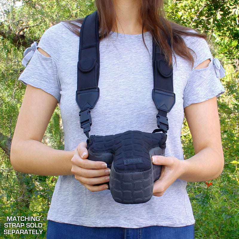 USA GEAR FlexARMOR X DSLR SLR Camera Case Sleeve with Deluxe Padded Neoprene Protection, Carabiner Clip and Accessory Storage - Compatible with Nikon D3400, Canon EOS Rebel SL2, Pentax K-70 and More Deluxe Gray