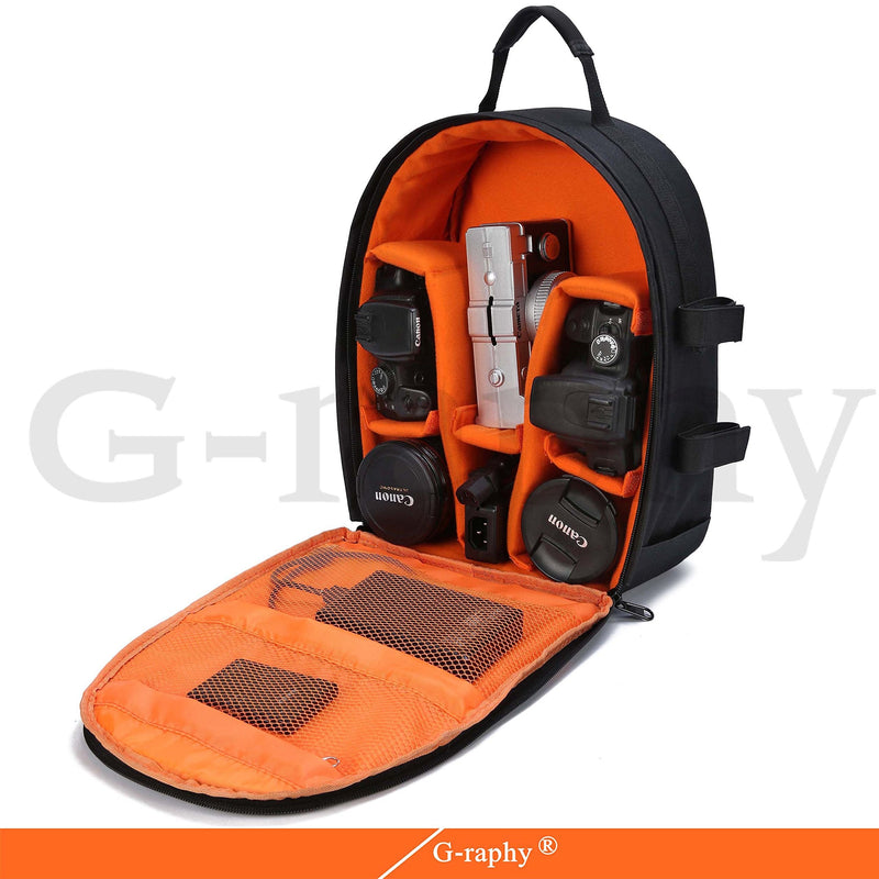 G-raphy DSLR Camera Backpack Camera Bag Women in Orange Interior for Canon, Nikon,Panasonic,Sony, Lenses,Tripods and Other Accessories Small