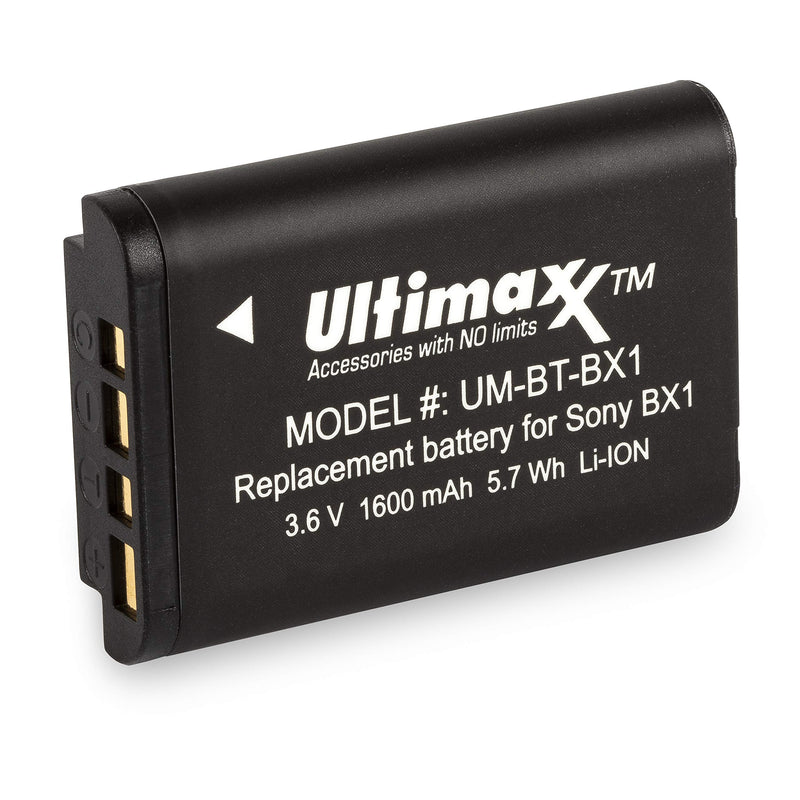 Ultimaxx AC/DC Rapid Home & Travel Charger with BX1 Extended Life Battery (1600mAh) for Sony Cyber-Shot M8, DSC-HX80, HX90V, HX95, HX99, HX350, RX1, RX1R II, RX100, FDR-X3000, HDR-AS50, HDR-300