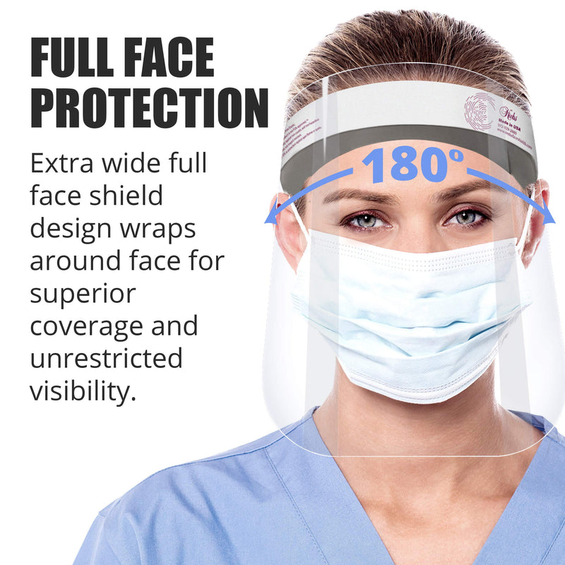 [2 Pack] Made in USA Safety Reusable Face Shields Full Face Protection with Anti-Fog Anti-Static and Hypoallergenic Foam, Burgundy 2 Pack