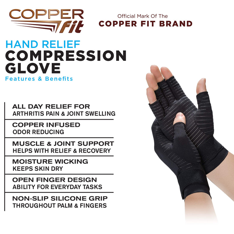 Copper Fit Unisex Hand Relief Compression Gloves Large/X-Large (Pack of 1) Black