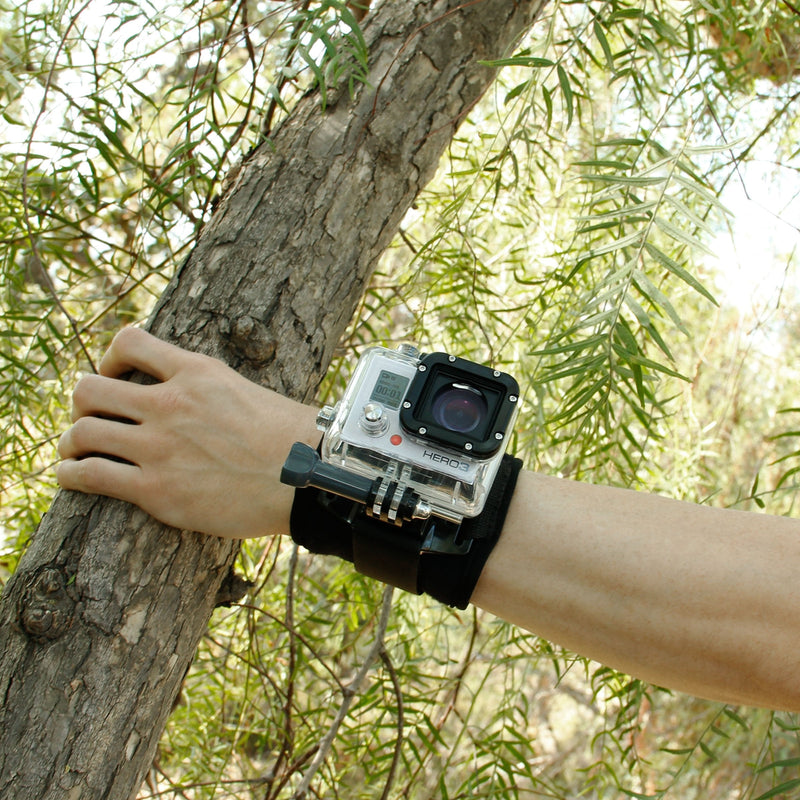 Wrist Strap Band Style GoPro Action Camera Mount w/ 2-Point Neoprene Strap , J Hook and Tripod Adapter by USA Gear - Works With GoPro HERO6 BLACK , HERO5 Black/Session , YI 4K , AKASO EK7000 & More