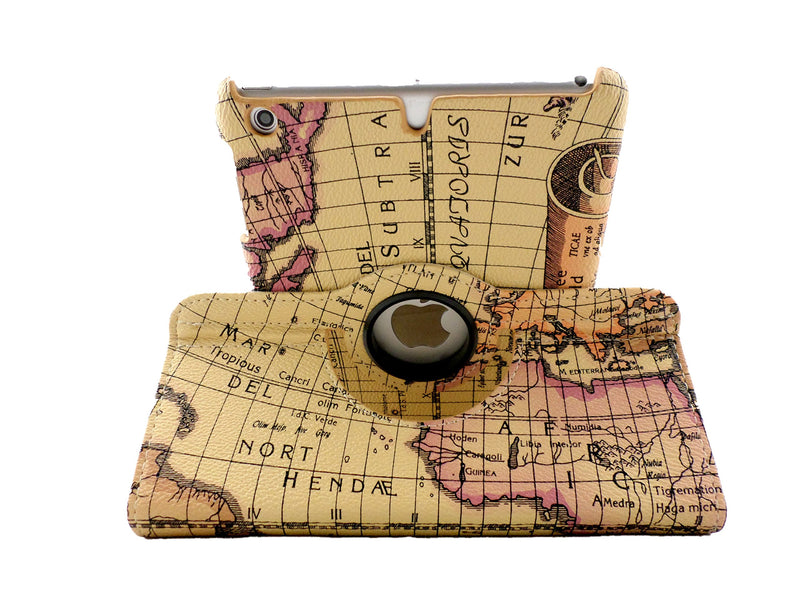 TCD - Apple iPad Air 1 Rotating Leather Kickstand Case World Compass Design - Traveler