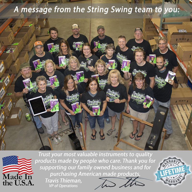 String Swing Guitar Hanger - Holder for Electric Acoustic and Bass Guitars - Stand Accessories Home or Studio Wall - Musical Instruments Safe without Hard Cases - Black Walnut Hardwood CC01K-BW 2-Pack