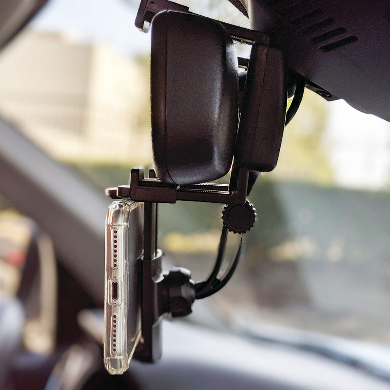 Cellet Vehicle Rear View Mirror Phone Holder Mount Universal Smartphone Cradle Compatible to iPhone 13 12 Pro Max mini 11 XR XS X 8 Note 20 10 9 Galaxy S21 S20 S10 Google Map GPS Navigation Pixel Moto