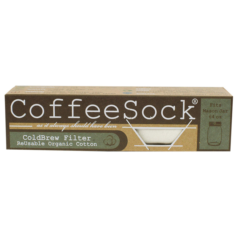 CoffeeSock ColdBrew Filter - GOTS Certified Organic Cotton Reusable Coffee Filter (CB64-01) 64 OUNCE