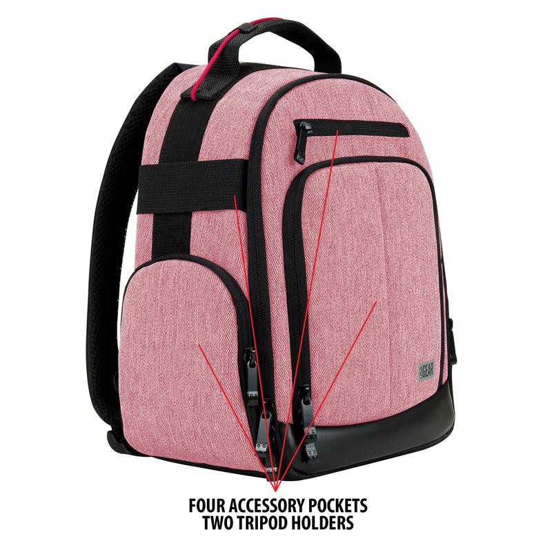[AUSTRALIA] - USA GEAR Portable Camera Backpack for DSLR (Red) with Customizable Accessory Dividers, Weather Resistant Bottom and Comfortable Back Support - Compatible with Canon, Nikon and More Red and Black 