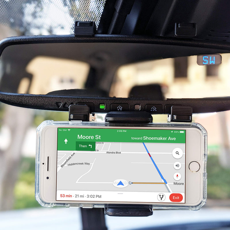 Cellet Car Rearview Mirror Phone Holder Mount Cradle Compatible with Apple iPhone 13 Pro Max Mini 12 11 Xr Xs X SE 8 7 and Google Map GPS Navigation