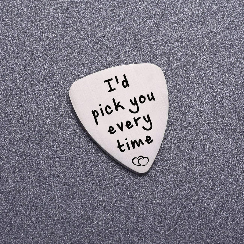 Anniversary Gifts for Him Men, I'd Pick You Every Time Musical Guitar Pick Jewelry Gift for Husband Boyfriend Fiance Dad