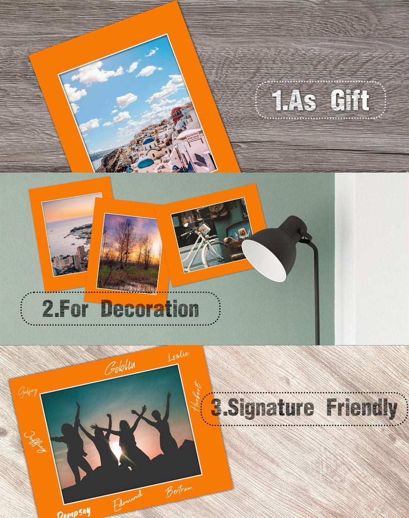 Golden State Art, Pack of 10, 11x14 for 8x10 Color Picture Photo Mat -White-core, Acid-Free - Great for Frames, Artwork, Prints, Pictures, Orange