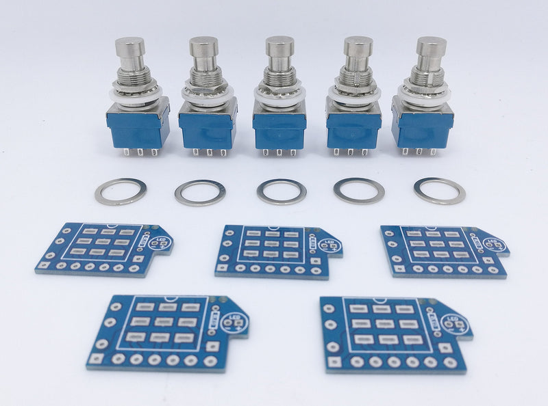 5 pcs 3pdt Stomp Footswitch incl. PCB, metal washer, for Guitar Pedal True Bypass foot switch