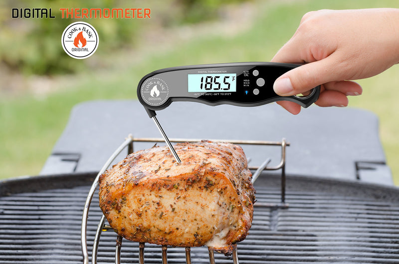 Instant Read Digital Food Meat Thermometer with Long Probe - Grill Cook BBQ and Bake.