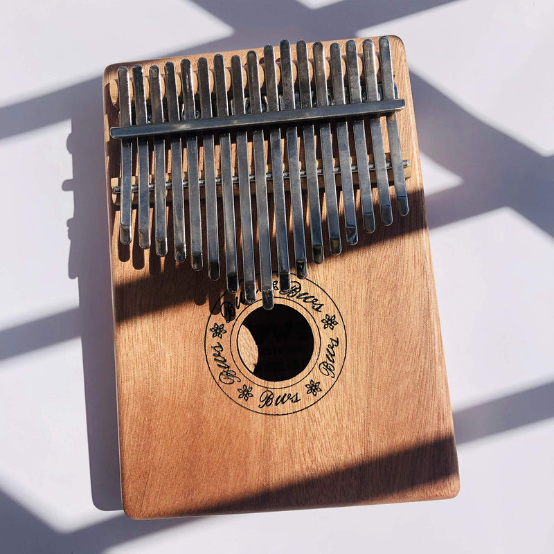 Kalimba 17 Keys Thumb Piano With Finger Pianos Bag Tuning Hammer Study Instruction Book (Mahogany) Mahogany