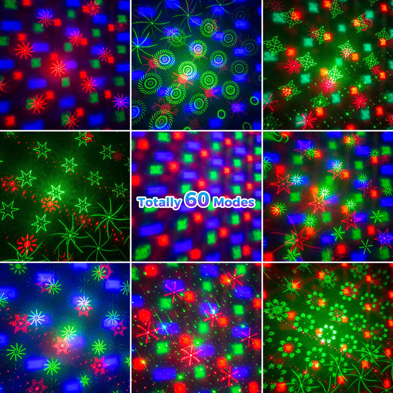 Disco Lights, Gvoo Sound Activated Mini Party Lights 5 Colours 60 Modes RGB Disco Ball Lights with Different Patterns and Timing Function for Holidays, Parties, Birthday and Christmas B