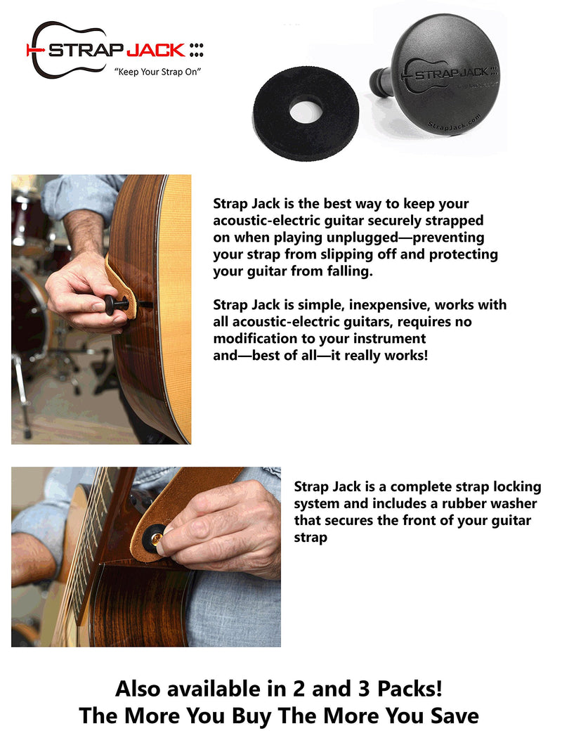 Strap Jack Guitar Strap Lock System For Acoustic - Electric Guitars (1 Pack) 1 Pack